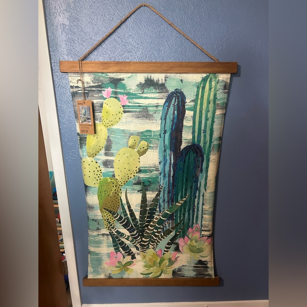 Cost Plus World Market Green, Teal, Pink Cactus Tapestry